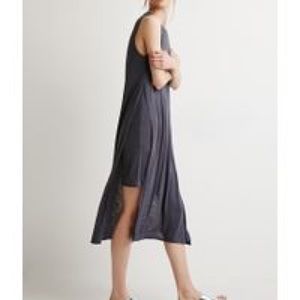 Grey High Slit Midi Dress